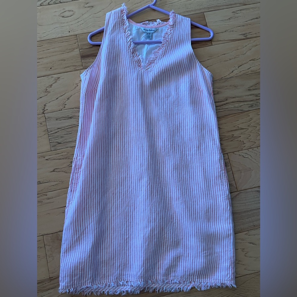 Women’s Tommy Bahama linen pink and white dress size medium
